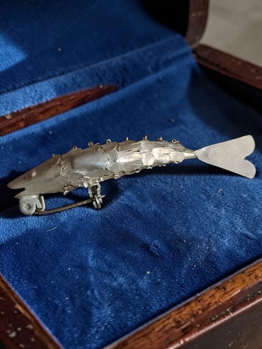Antique Sterling Silver Articulated Fish Pin
